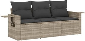 vidaXL Set canapele de grădină cu perne, 3 piese gri deschis poliratan