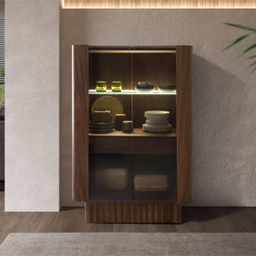 Vitrina, Bufet cu iluminat deosebit design LUX Walnut