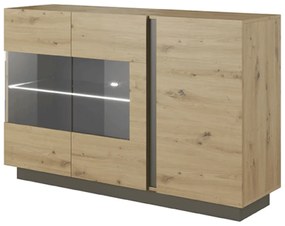 Zondo Vitrină Cethos (stejar artisan + grafit). 809681