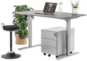 Birou reglabil manual, control cu manivelă, 80 kg - Standard - 1360x680x18 - Gri - Negru