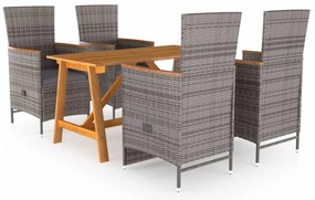 vidaXL Set de masă pentru grădină, 5 piese, gri
