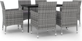 vidaXL Set mobilier de grădină cu perne, 7 piese, poliratan și sticlă