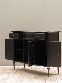 Comoda neagra, din metal, cu 3 sertare si 3 usi, aspect vintage, Orleans