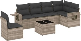 vidaXL Set canapele de grădină cu perne, 7piese gri deschis poliratan