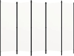 vidaXL Paravan de cameră cu 5 panouri, alb, 250 x 180 cm