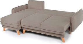 Colțar taupe extensibil/cu spațiu de depozitare cu tapițerie din catifea reiată Tori – Bonami Selection