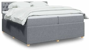 vidaXL Pat box spring cu saltea, gri deschis, 200x200 cm, textil