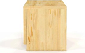 Noptieră lemn masiv TerraCraft 2 Sertare Pin, 40 × 35 × 38 cm - Alb Pur