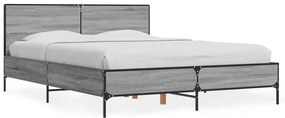 3279995 vidaXL Cadru de pat, gri sonoma, 120x200 cm, lemn prelucrat și metal