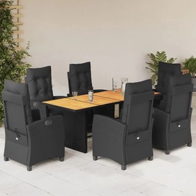 3212936 vidaXL Set mobilier de grădină cu perne, 7 piese, negru, poliratan