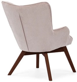 Fotoliu roz deschis cu tapițerie din catifea reiată Niko – Ropez