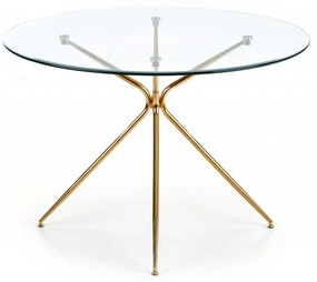 Set masa rotunda Rondo diametru 110 cm + 4 scaune K381 velvet roz/auriu