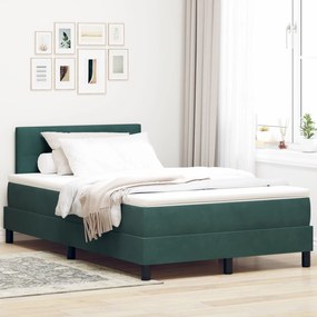 vidaXL Pat box spring cu saltea, verde închis, 120x200 cm, catifea