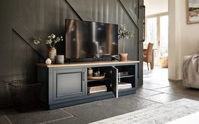 Comodă TV lemn masiv natur Richmond Albastru/, 150 × 40 × 51 cm