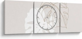 Tablou - Linia de artă monstera N⁰2 (cu ceas) (90x30 cm)