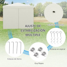 Outsunny Cort pliabil pop-up 3x3 m cu 4 draperii laterale 2 ferestre din plasă înălțime reglabilă impermeabil și anti-UV Alb | Aosom Romania