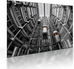 Tablou pe sticlă cu lift în clădire (70x50 cm)