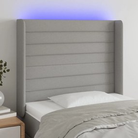 3124178 vidaXL Tăblie de pat cu LED, gri deschis, 103x16x118/128 cm, textil