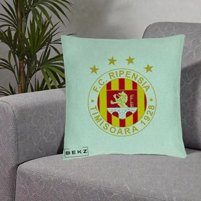 Perna Personalizata FC Ripensia Timisoara 1928, 40x40 cm, Verde Menta, Husa Detasabila, Perna Inclusa, BEKZ®