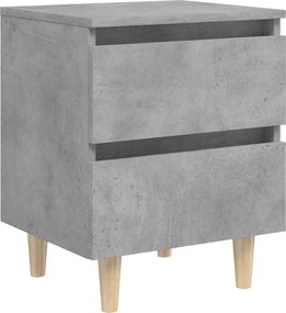 vidaXL Noptieră cu picioare din lemn masiv pin, gri beton, 40x35x50 cm