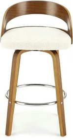 Scaun din lemn tapitat H110, crem/nuc, stofa bucle/otel, 47x43x84 cm