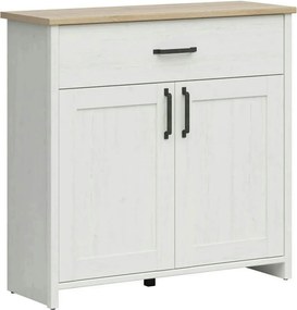 Comoda LOKSA, pin alb/stejar grandson, PAL laminat, 102x38x99 cm