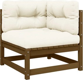 vidaXL Canapea colțar de grădină cu perne crem, lemn masiv de pin