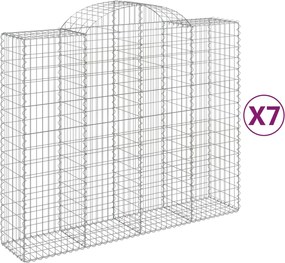 vidaXL Coșuri gabion arcuite 7 buc, 200x50x160/180 cm, fier galvanizat