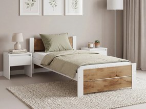 Pat IKAROS DOUBLE 80 x 200 cm, alb/dub artisan Saltele: Cu saltele Deluxe 10 cm, Somiera pat: Cu lamele drepte