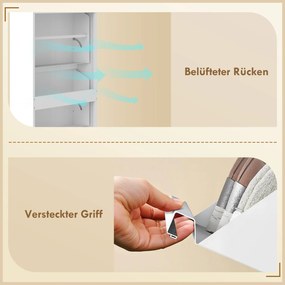 HOMCOM Dulap pantofi metalic cu 3 compartimente rabatabile, dulap îngust, montare pe perete, pentru 6 perechi, Alb | Aosom Romania