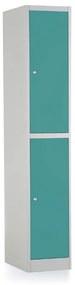 Dulap metalic - 2 cutii, 38 x 45 x 185 cm, incuietoare cu cilindru, verde - ral 6033