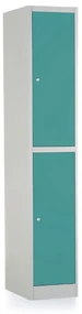 Dulap metalic - 2 cutii, 38 x 45 x 185 cm, incuietoare cu cilindru, verde - ral 6033