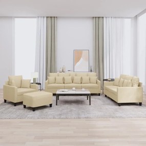 3201642 vidaXL Set de canapele cu perne, 4 piese, crem, microfibră