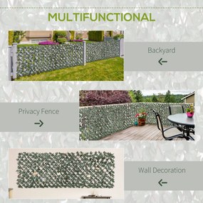 Outsunny Panouri Decorative cu Plante Artificiale, Ecran Expandabil pentru Intimitate, Ideal pentru Balcon/Verandă, 8 Piese, Verde | Aosom Romania