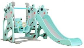 Tobogan 3 in 1 Pentru Copii NOVOKIDS Giraffe Playground, Cu Leagan, Pentru Interior si Exterior, 187 centimetri panta alunecare, Max 40 Kg, Cos de