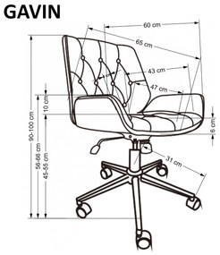 Scaun de birou Gavin nuc/negru H100 cm