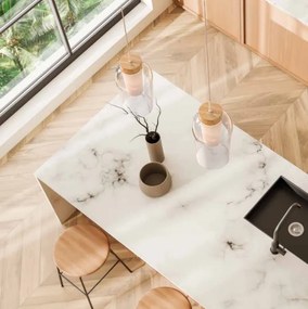 Lustra cu 3 pendule design modern Nora alb/ lemn