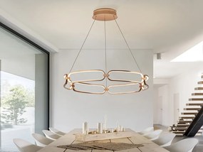 Lustra LED suspendata design ultra-modern 80cm Colette auriu roze