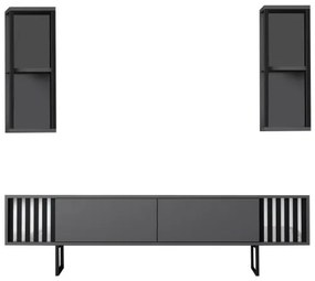 Set de mobilier pentru living Chrome, Antracit- Negru