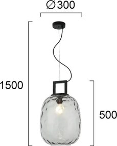 Lustră pe cablu LUCY 1xE27/40W/230V negru fumuriu