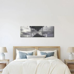 Tablou - Munții din Islanda, colaj geometric (cu ceas) (90x30 cm)