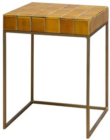 Masuta laterala, din metal si ceramica, yellow Coimbra
