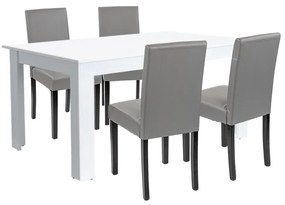 Set de masă Leon 4+1 alb-gri