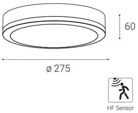 Plafonieră LED de exterior cu senzor KERY LED/18W/230V IP65 neagră LED2