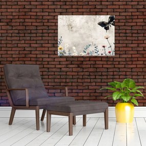 Tablou pe sticlă - Pajiște în beton (70x50 cm)