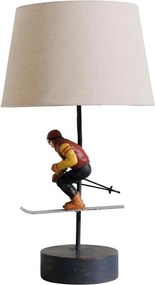 Lampa de masa, din rasina, cu abajur din bumbac, Skier