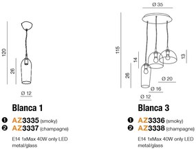 Pendul design modern Blanca 1 champagne ZZ AZ3337