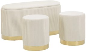 Mauro Ferretti Banca Cu Depozitare Și Taburet Shopy Crem Set 3 Bucăți Cm 80X37X42-29X33 | Aosom Romania