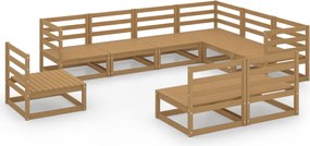 vidaXL Set mobilier de grădină, 9 piese, maro miere, lemn masiv de pin