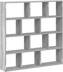 vidaXL Raft cubic perete cu 12 compartimente sonoma gri lemn prelucrat